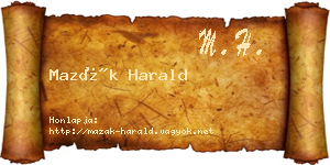 Mazák Harald névjegykártya